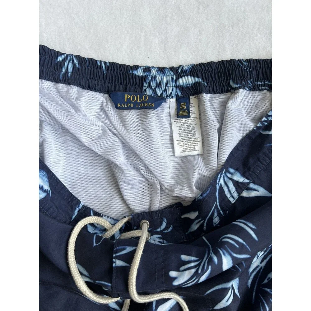 Polo Ralph Lauren Men's 2XB Swim Trunks Navy Blue Pineapple Floral Print